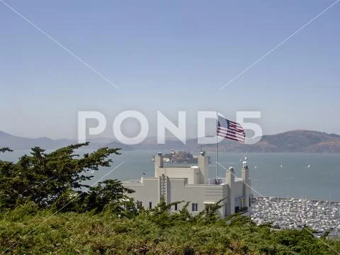 Alcatraz and San Francisco Bay from Coit Tower