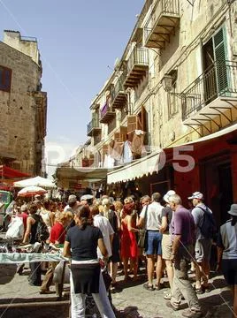 Market day in the old town of Palermo, Sicily