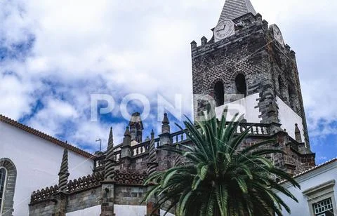 Church tower of the Se Cathedral of Funchal
