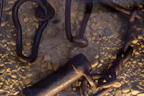 Rusty padded shackles used for locking up prisoners or slaves