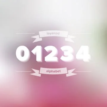 0 1 2 3 4 Flat Layered Alphabet on Blurred Stock Illustration