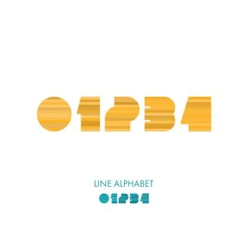 0 1 2 3 4 - Simple Modern Lines Flat Alphabet Stock Illustration