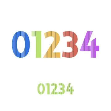 0 1 2 3 4 - Colorful Layered Modern Font Stock Illustration
