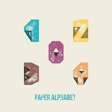 0 1 2 3 4 - Grunge Retro Paper Type Alphabet Stock Illustration