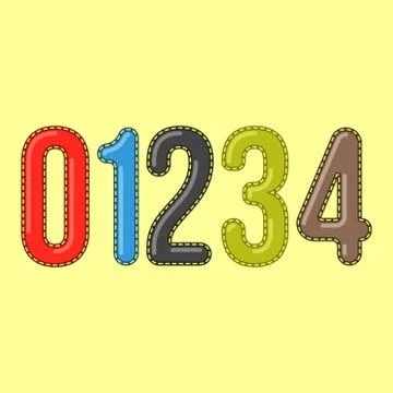 0 1 2 3 4 - Candy Colorful Editable Vector Alphabet Stock Illustration