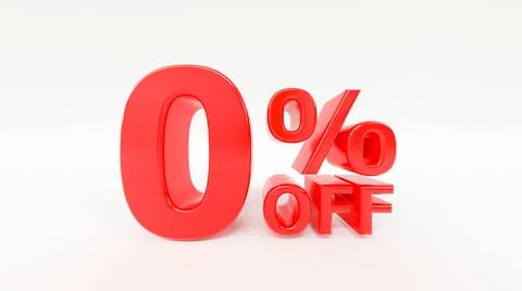 0% off 3d text on white background Stock Illustration