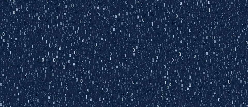 0 and 1 data flow wide white and blue technology coding seamless background. Big Stock Illustration