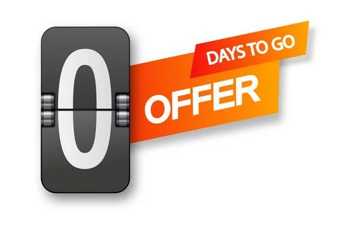 0 days to go icon set. Countdown of days remaining. Offer timer sticker limited Illustrazione stock