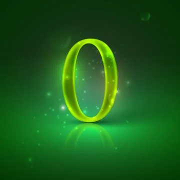 0. Green glowing number zero Stock Illustration