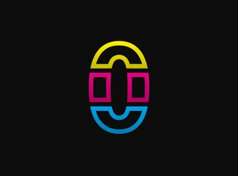 0 number logo, vector desing font .Dynamic cmyk split blue, pink, yellow colo Stock Illustration