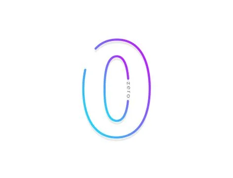 0 number, modern gradient font alphabet. Trendy, dynamic creative style desig Stock Illustration