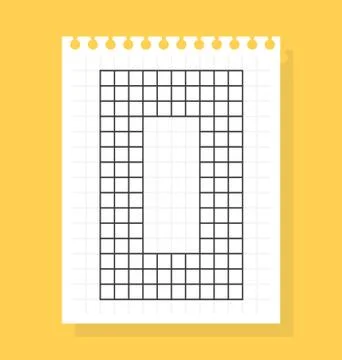 0 number on notepad sheet of squared paper, made of squares. Vector illustrat Stock Illustration