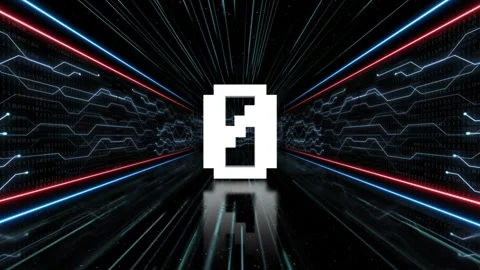 0 Number in Tech Room Animation, Top Ten, on Alpha Channel, Loop Stock Footage 254457946
