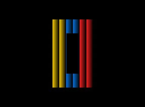0 number vector desing, color font logo. Dynamic split red, blue, yellow colo Stock Illustration
