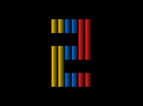 0 number vector desing, color font logo. Dynamic split red, blue, yellow colo Stock Illustration