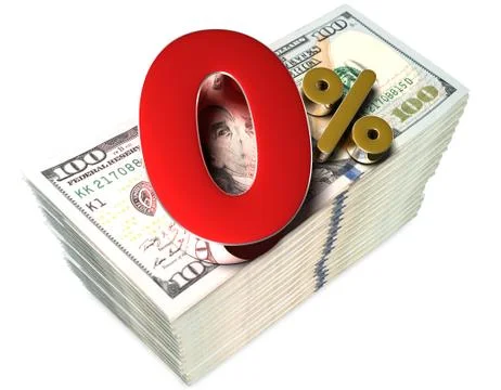 0 Percent 3d rendering on white background.(with Clipping Path). Stock Illustration