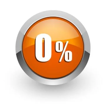 0 percent orange glossy web icon Stock Illustration