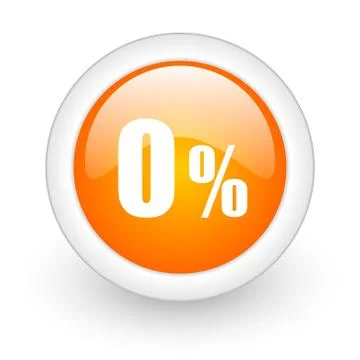 0 percent orange glossy web icon on white background. Stock Illustration