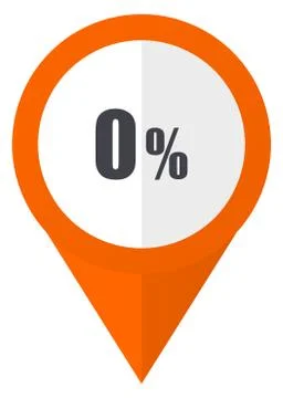 0 percent orange pointer vector icon in eps 10 isolated on white background. Stock Illustration