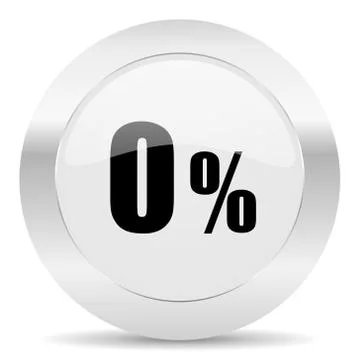 0 percent silver glossy web icon Stock Illustration