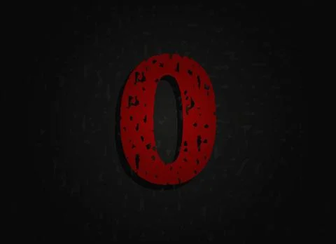 0 vector red number made of grunge texture. Insane Fear brutal font. Wicked n Stock Illustration