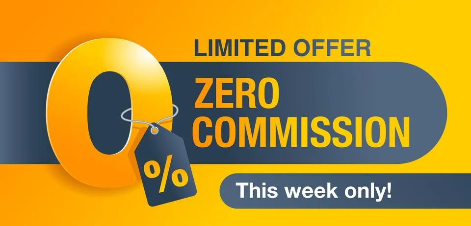 0 zero commission special offer banner Stock Illustration