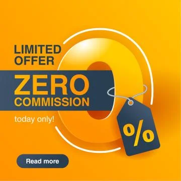 0 zero commission special offer square banner Stock Illustration