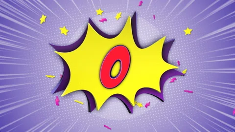 0, Zero Number Comic Text Animation, with Alpha Matte, Loop Vídeo Stock 149259625
