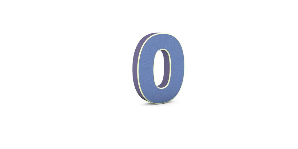0 zero written 3D text in white background Stock Illustration