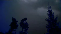 HD1080p Lightning. Flash of light in night sky in forrest with sound. Scary.