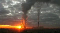 Thermal station. Sunrise. 1 time-lapse series