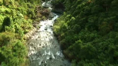 Aerial view of river and waterfall