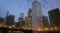 Chicago skyline timelapse evening to night