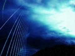 VJ Loop 143 : 3D lines with time lapse cloudscape 1