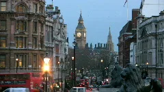 Big Ben clock tower and Houses of Parliament from Whitehall at dusk London