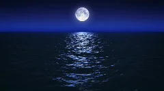 Full moon at night in the ocean. HD1080p, seamless loop.