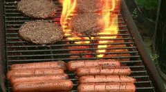 Hot Dogs and Burgers on Grill