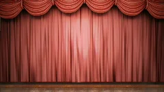 Red stage curtain opening.