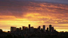 Red Sunrise over Denver Skyline