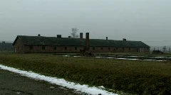 Auschwitz Birkenau barrak wide snow