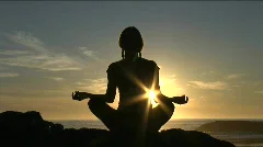 Spiritual Yoga Meditation Sunset at Beach