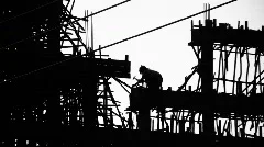CONSTRUCTION WORKER SILHOUETTE Industry Site Building Development Scaffolding