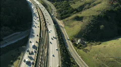 Aerial view of freeway traffic 