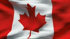 Creased satin CANADIAN flag in wind in slow motion