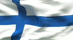 Creased satin FINLAND flag in wind in slow motion