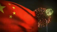 (1195) Fireworks Celebration Communist China Flag Sunset Entertainment