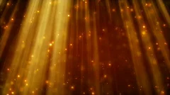 loopable background flying golden particles in light beams