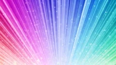 rainbow loopable background light beams and flying blinking particles