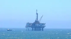 Ocean Oil Rig Drilling and Extraction Platform Pull Wide