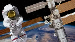 HD Astronaut on Spacewalk Near International Space Station